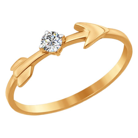 Кольцо, золото, фианит, 016890